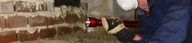 Pest control technician inspecting a crawl space for ant activity and entry points in Birmingham, AL